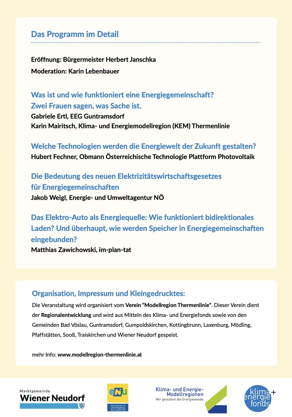Einladung: Info-Abend der Modellregion Thermenlinie